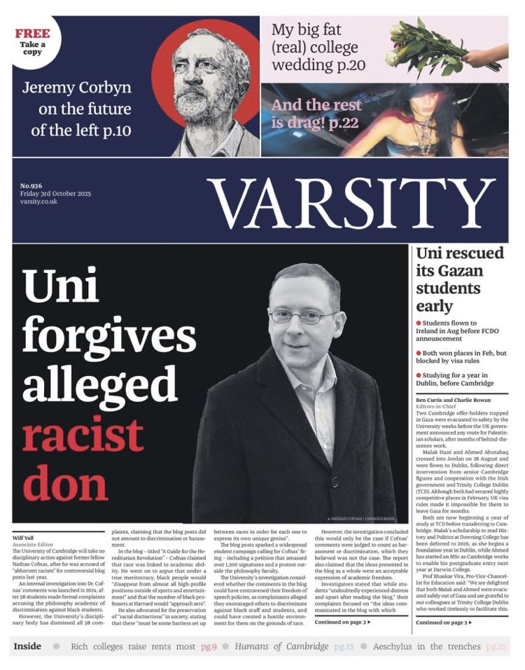 CharlieLRowan's tweet photo. Has been such a privilege to edit @VarsityUK over the last few months. 

From countless news exclusives to colourful features and interviews, very proud of our five print editions – and looking forward to seeing where the paper goes next. https://t.co/WKgDlhs9YO