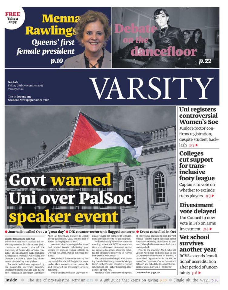 CharlieLRowan's tweet photo. Has been such a privilege to edit @VarsityUK over the last few months. 

From countless news exclusives to colourful features and interviews, very proud of our five print editions – and looking forward to seeing where the paper goes next. https://t.co/WKgDlhs9YO
