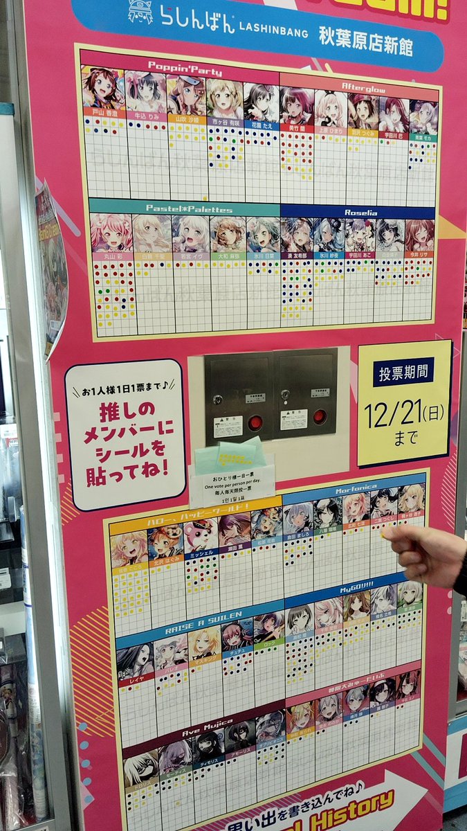 hirahubanbori's tweet image. らしんばんにバンドリのキャラ投票があったから投票した！