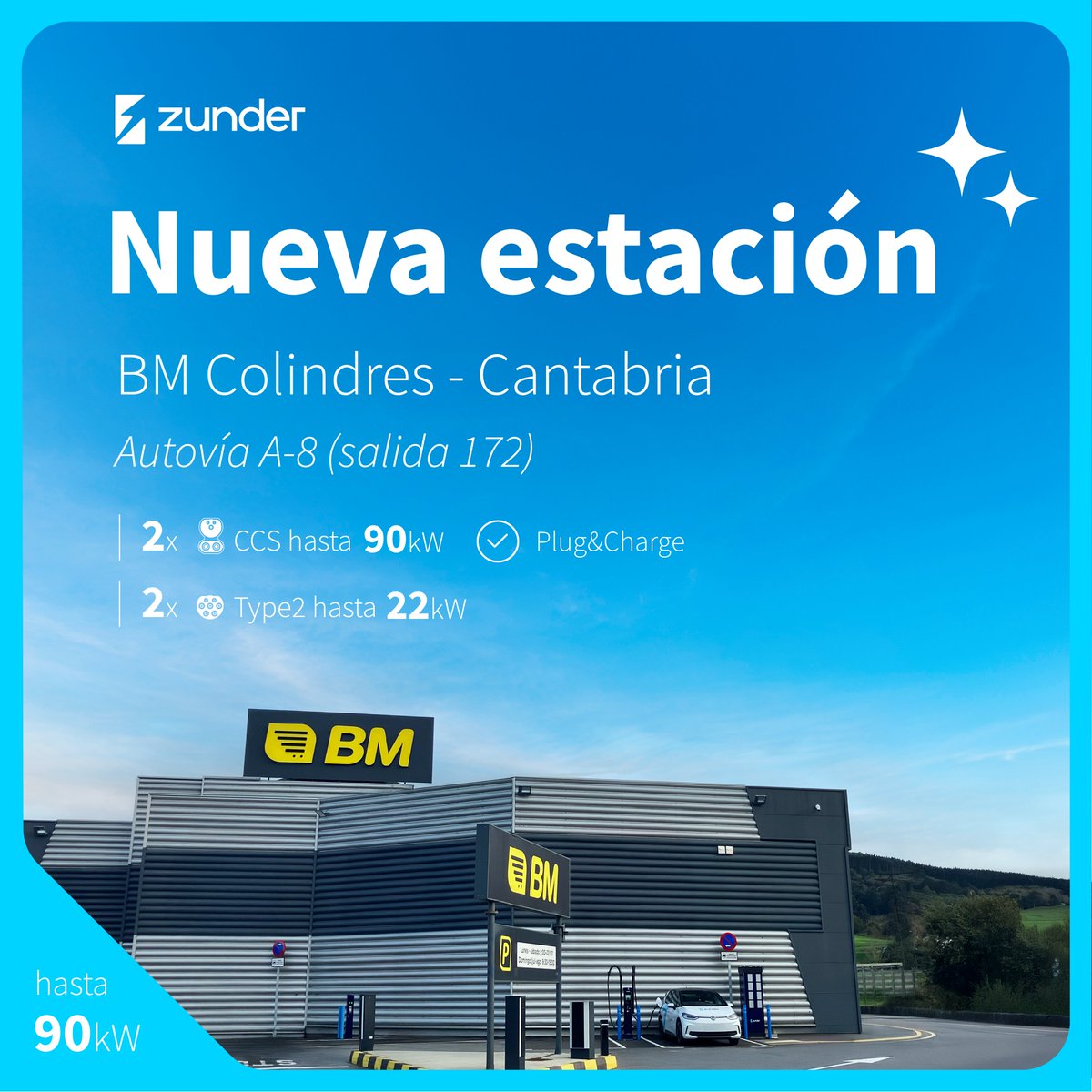 zunder_es's tweet image. 💥 ¡Nueva Estación de Carga de Zunder operativa en Cantabria!

📍 Cerramos la semana poniendo en funcionamiento nuestra nueva Estación de Carga ubicada en Colindres. Ubicación de referencia para todos los usuarios de vehículo eléctrico en la zona.

⚡ 2x CCS con hasta 90 kW de…