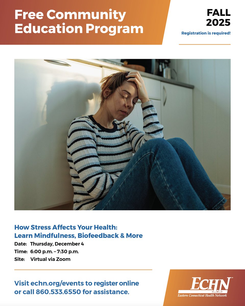 🧘‍♀️ How Stress Affects Your Health: Learn Mindfulness, Biofeedback &amp; More
Join us for a free session on Wednesday, December 4, from 6-7:30 p.m., to explore how stress impacts your body.

Learn more and register here: ow.ly/N1KZ50XjQQf