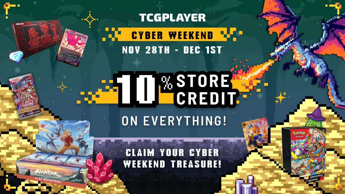 TCGplayer's tweet image. You’ve defeated the dragon and now it’s time to claim your reward: 10% store credit on almost everything! Subscribe before you checkout, you’ll unlock 13% store credit! Claim your reward for completing the quest today! - tcgplayer.com