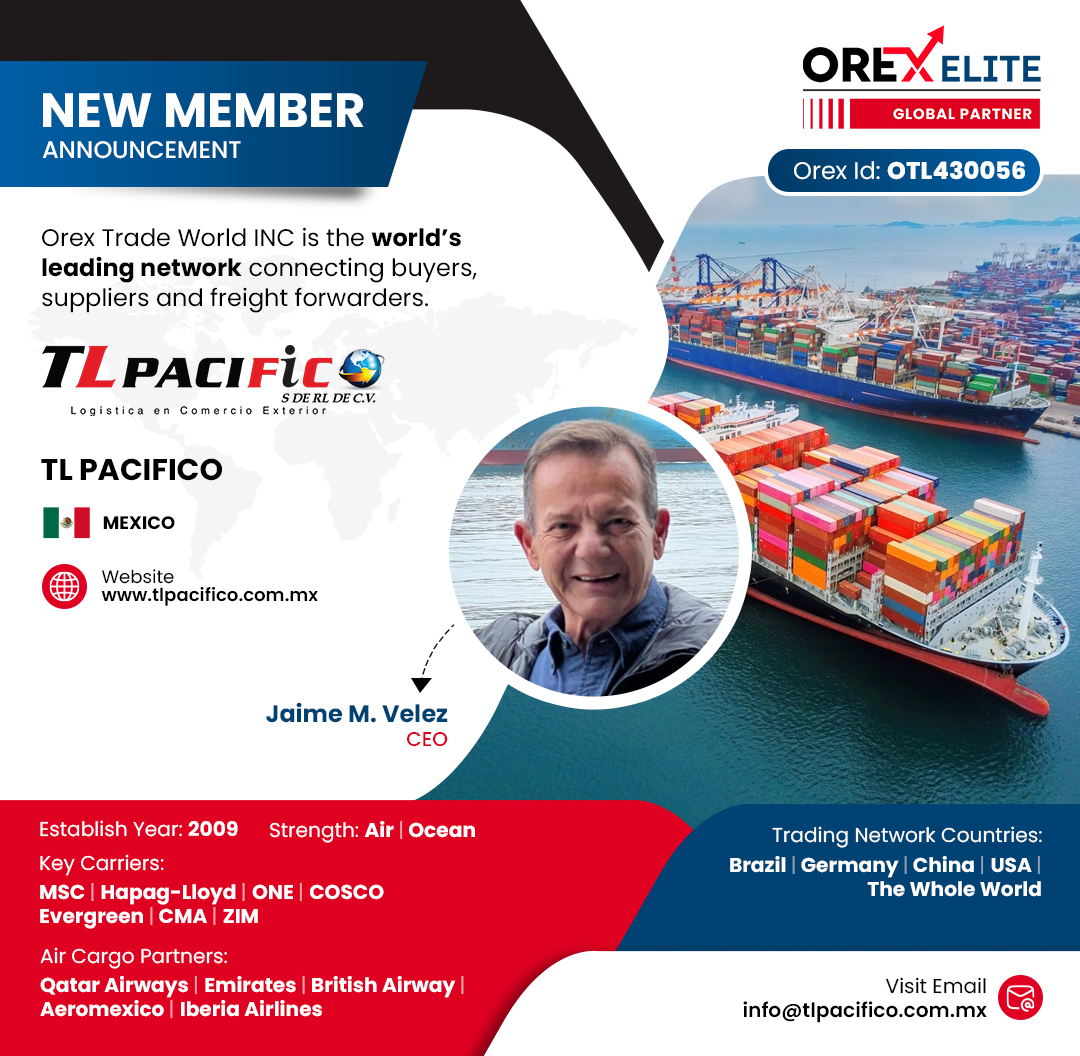 Orextradeworld's tweet image. Welcoming TL PACIFICO, Mexico to our Elite Partner Network strengthening global reach with trusted air, ocean, and logistics capabilities. Together, we build smarter trade.

#OrexTrade #OrexNetwork #GlobalLogistics #FreightForwarding #GlobalTrade #SupplyChain