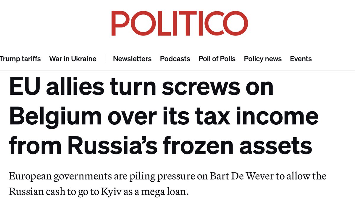 Ok, so Belgium:
(1) taxed profits from frozen Russian assets and instead of transferring those taxes to Ukraine used part of them for internal needs (wtf???);
(2) blocks EU loan to Ukraine from Ru assets.
<a href="/Bart_DeWever/">Bart De Wever</a> this is disgusting, the blood of Ukrainians is on your hands