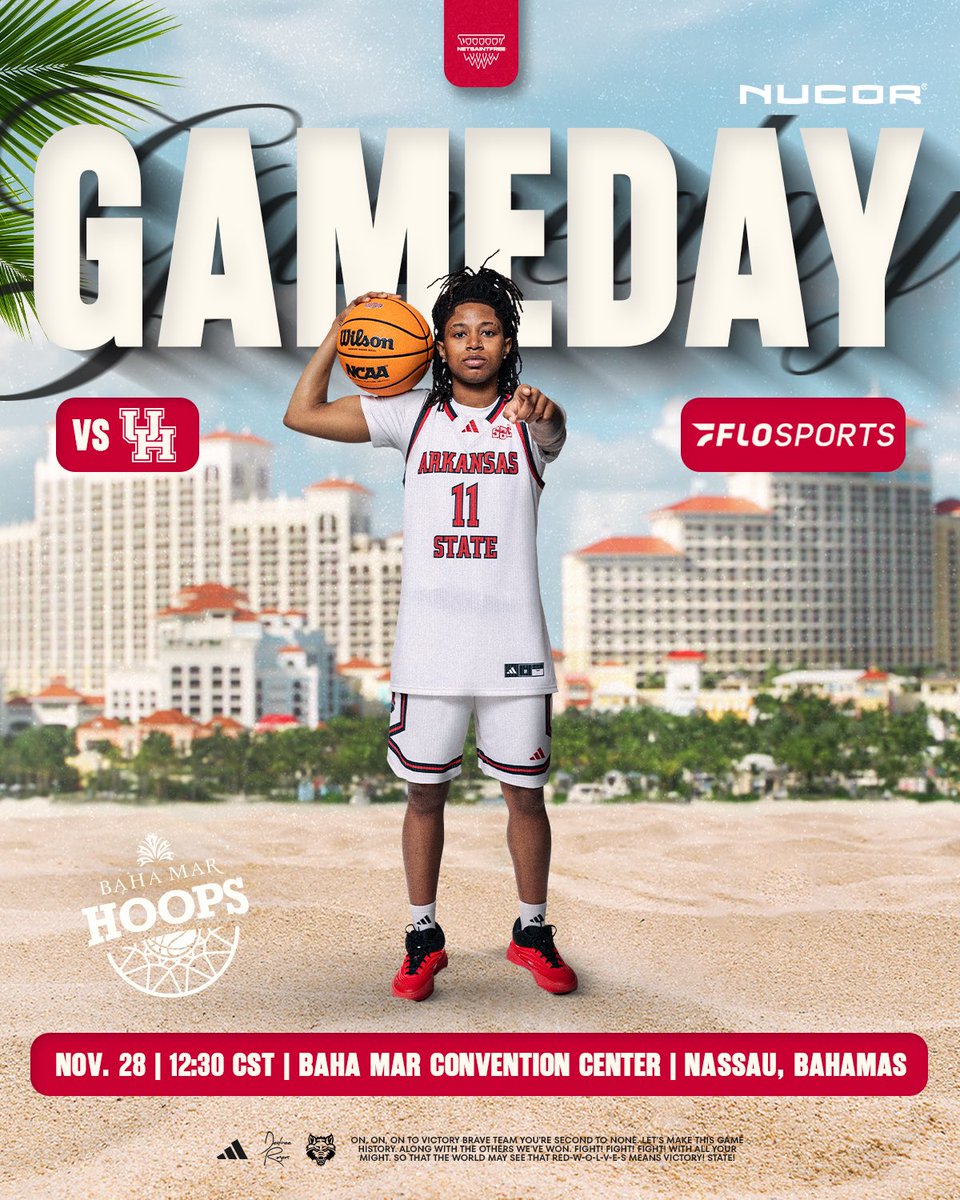 AStateWB's tweet image. 𝐆𝐀𝐌𝐄 𝐃𝐀𝐘 ⛹🏽‍♀️

🆚 Houston
⌚️ 12:30 PM CST
📍 Baha Mar Convention Center | Nassau, Bahamas
📺 flosports.link/4mT6f69
📻 bit.ly/4qXgolN
📊 bit.ly/3XlXM1a

#NetsAintFree x #WolvesUp🐺