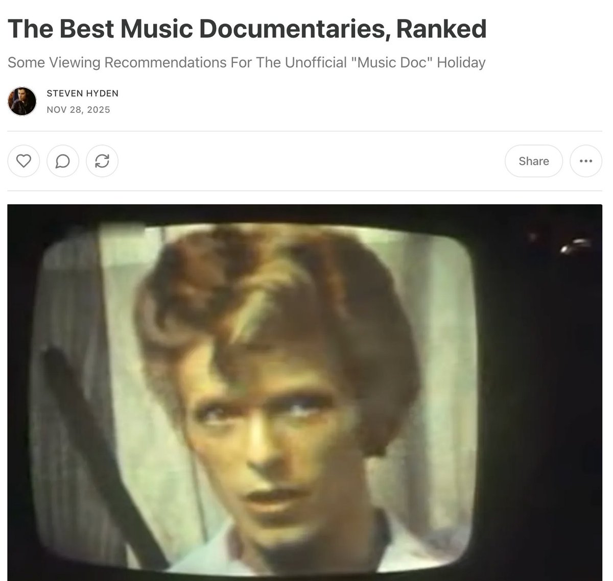 Steven_Hyden's tweet image. My weekly newsletter is now live. Please consider subscribing for direct links to my writing/podcasts. Thank you!
shorturl.at/PeNcA