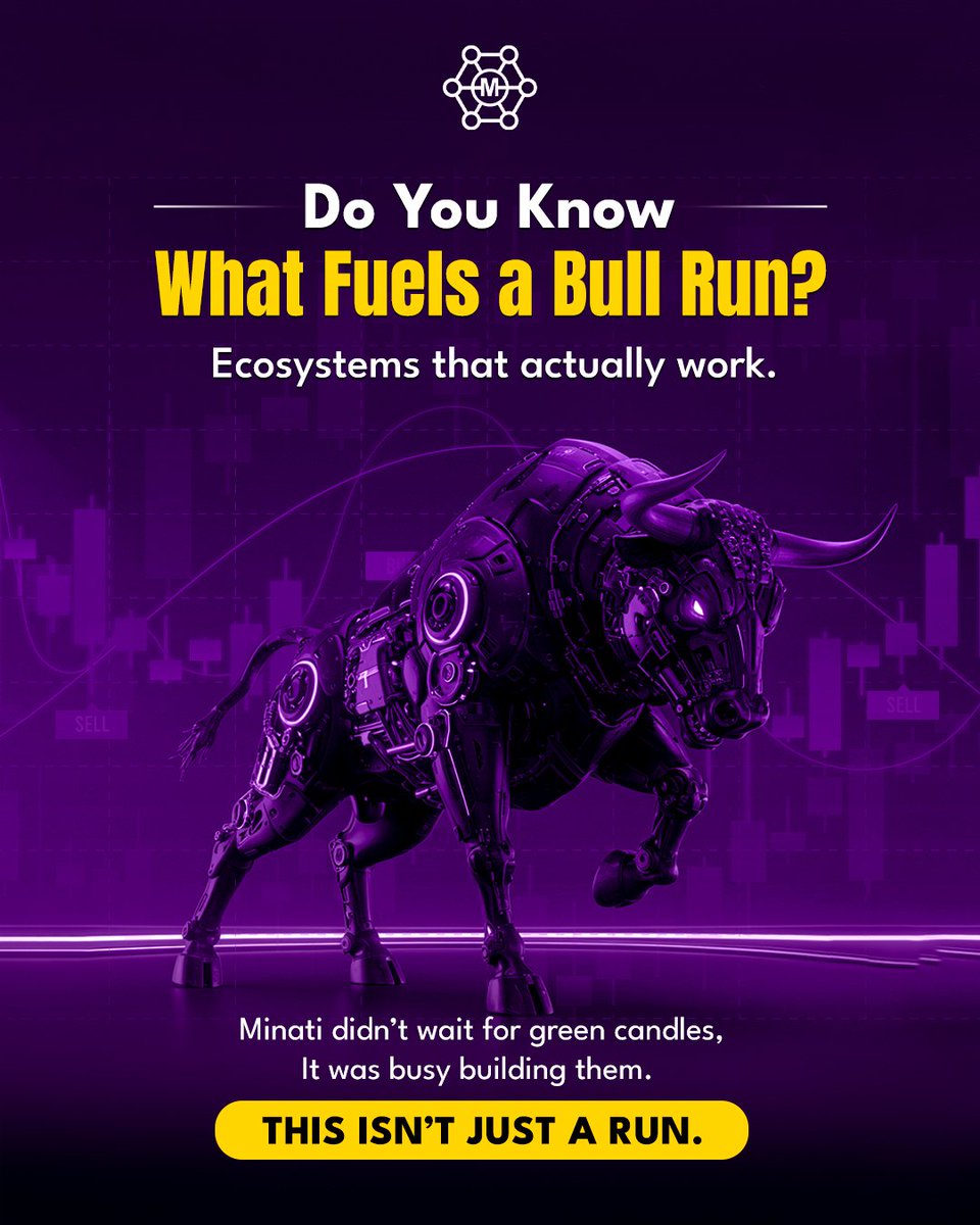 minatifi's tweet image. Do You Know What Fuels a Bull Run? 🐂 

Not hype. Not luck. 
Utility, loyalty, and real systems that’s the Minati way. The bull is not coming. 
It’s already charging and $MNTC is the fuel.

🔗 Explore:  minati.io

#Minati #MNTC #CryptoBullRun #FuelTheBull #DeFiPower…