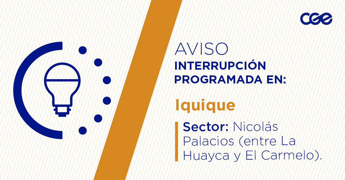 CGE_Clientes's tweet image. Para mejorar la calidad del suministro de nuestros clientes de #Iquique, este lunes, entre 08:00 y 14:00 horas, se realizará una #InterrupciónProgramada (sectores en la imagen 👇) debido a trabajos de mejoras. Recuerda desconectar tus artefactos 🔌