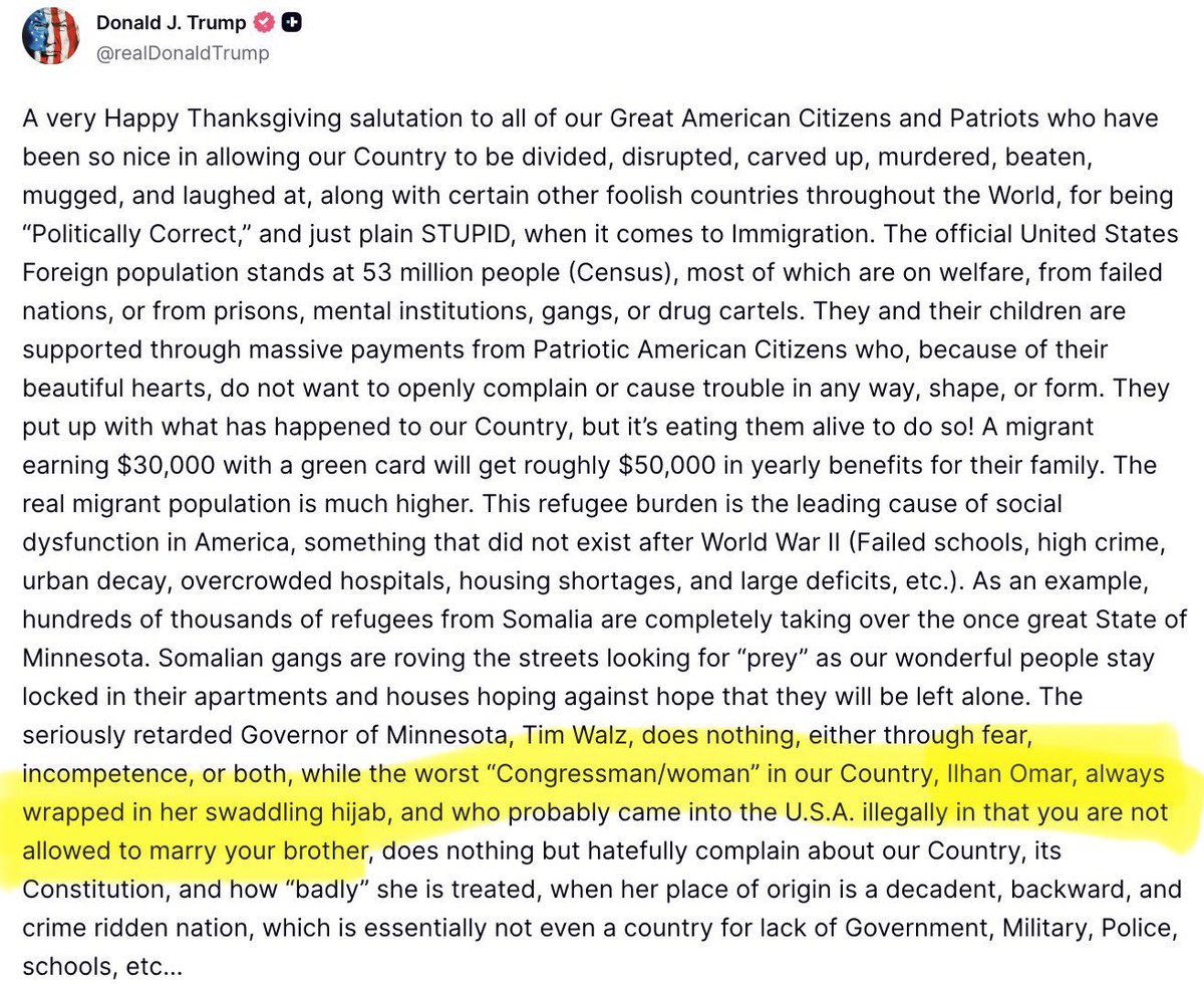 There is ABSOLUTELY NO evidence that Ilhan Omar married her brother, but there is plenty of evidence that Trump bragged about eventually dating a girl who was 13 at the time.