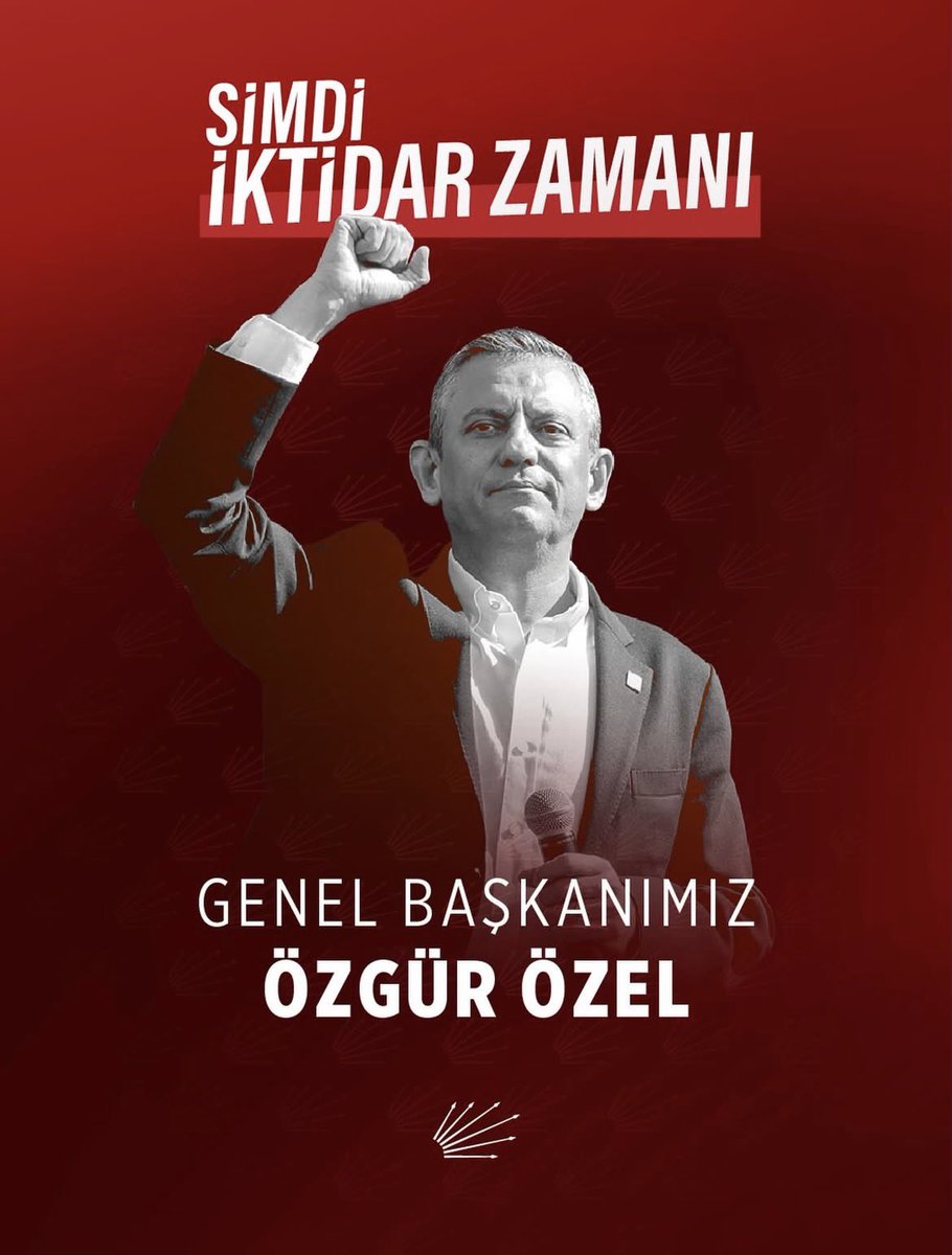 Türkiye’nin birinci partisi Cumhuriyet Halk Partisi, Genel Başkanımız Özgür Özel ile iktidara yürüyor. 

#ŞimdiİktidarZamanı
