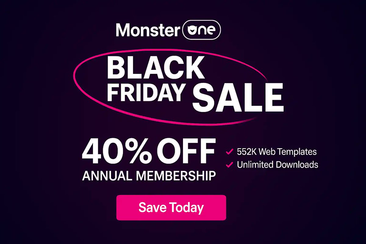 🔥 MONSTERONE Black Friday Deal is LIVE!
Get 40% OFF membership and unlock unlimited access to digital assets, templates &amp; more.
Perfect for designers, marketers, developers.
→ Read full details here: blog.jlvextension.com/recommended/mo…
#BlackFriday #Deal #DigitalAssets #MonsterONE