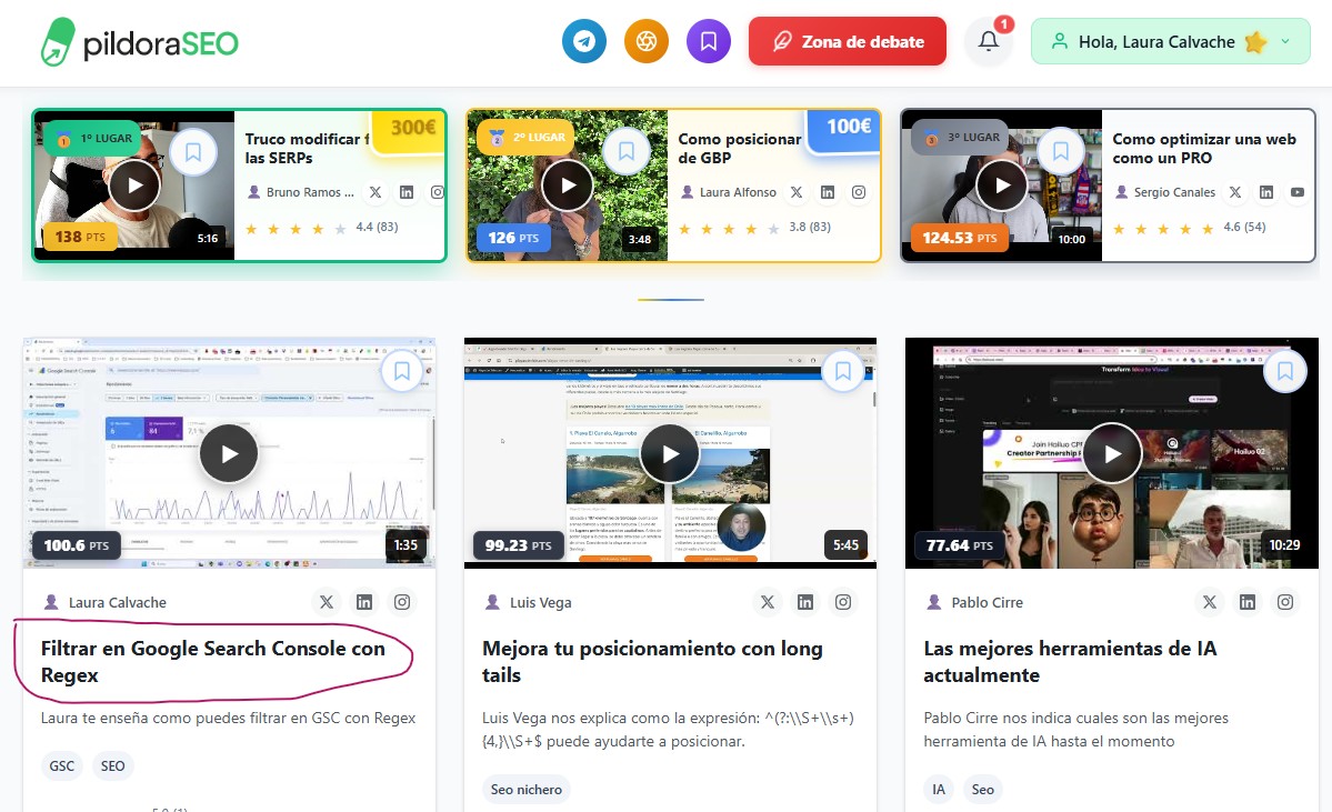🔊 Si nunca has utilizado regex o todavía no te atreves a tocarlo en Google Search Console, prueba con este patrón súper sencillo que te enseño en el siguiente vídeo de <a href="/PildoraSeo/">PildoraSEO</a>  💊

Verás lo útil que es para filtrar tus datos sin complicaciones.

pildoraseo.com