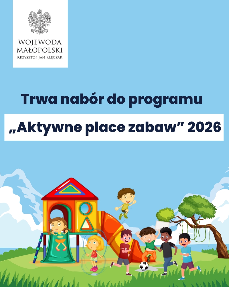 🧸 Trwa nabór do programu „Aktywne place zabaw” 2026

Więcej➡ malopolska.uw.gov.pl/PressArticlePa…