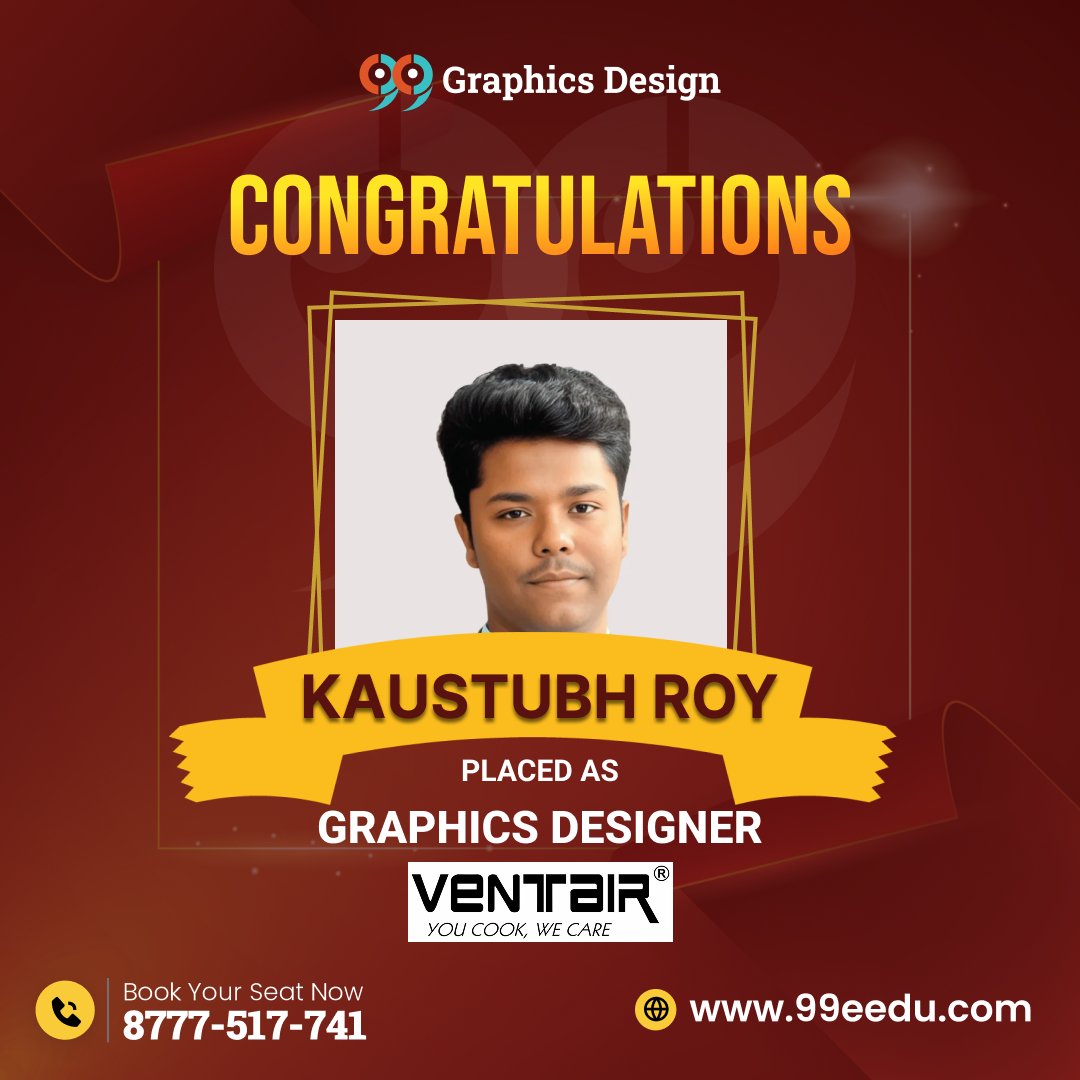 99eedu's tweet image. Congratulations to 𝐊𝐀𝐔𝐒𝐓𝐔𝐁𝐇 𝐑𝐎𝐘 on getting placed as a 𝐆𝐫𝐚𝐩𝐡𝐢𝐜𝐬 𝐃𝐞𝐬𝐢𝐠𝐧𝐞𝐫 at Ventair! 

Visit us - 99eedu.com

#Congrats #PlacementSuccess #GraphicsDesigner #99eeduinstitute #CareerGrowth #ProudMoment #DesignCareer #SuccessStory