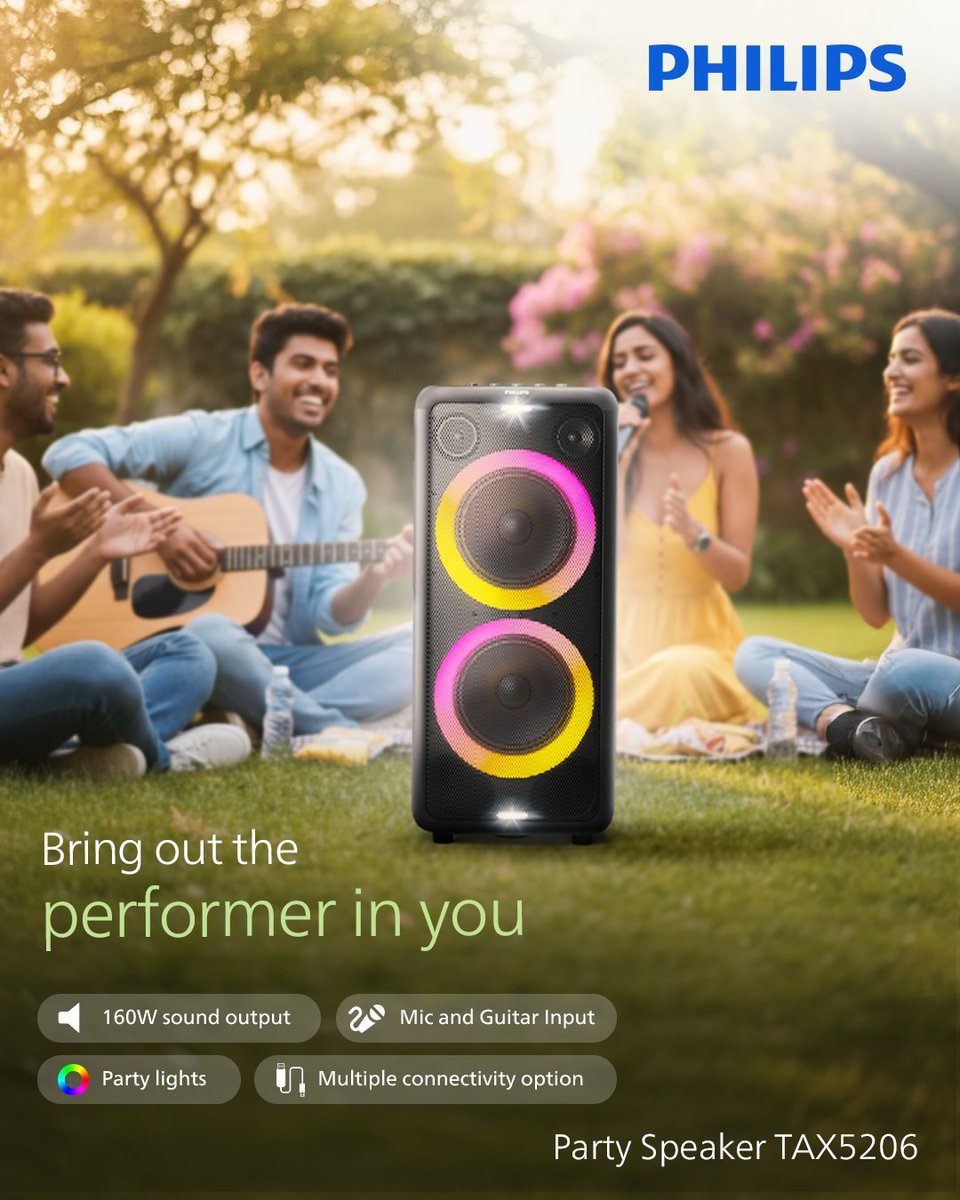 Good friends. Great energy. And sound that brings everyone together.
Step in, take charge and let your inner performer rise.
Flipkart bit.ly/44jLtFx
Amazon amzn.in/d/aSiYrdU

#PhilipsAudio #PhilipsSoundandVision #PhilipsPartySpeaker #PartywithPhilips #Partyperfect