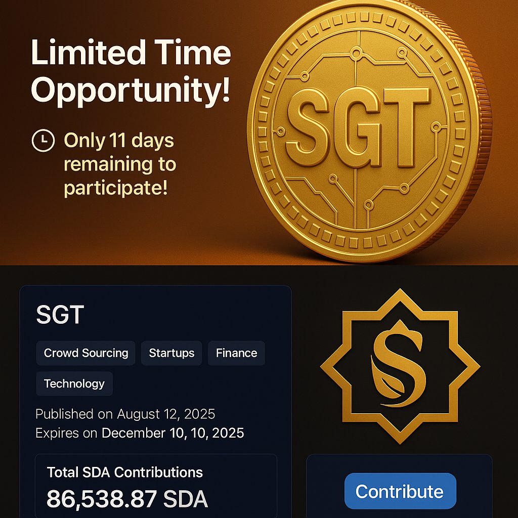 SGT_Official_'s tweet image. 💛 The world’s first faith-aligned digital gold asset!
Real gold value ✨ meets blockchain transparency.
⏳ Only 11 days left!
🗓️ Expires December 10, 2025

🔗 sidrastart.com/project/a7a38f…
⚡ 100% Asset-Backed | Secure | Ethical | Borderless

#SGT #SidraChain #SDA_Update