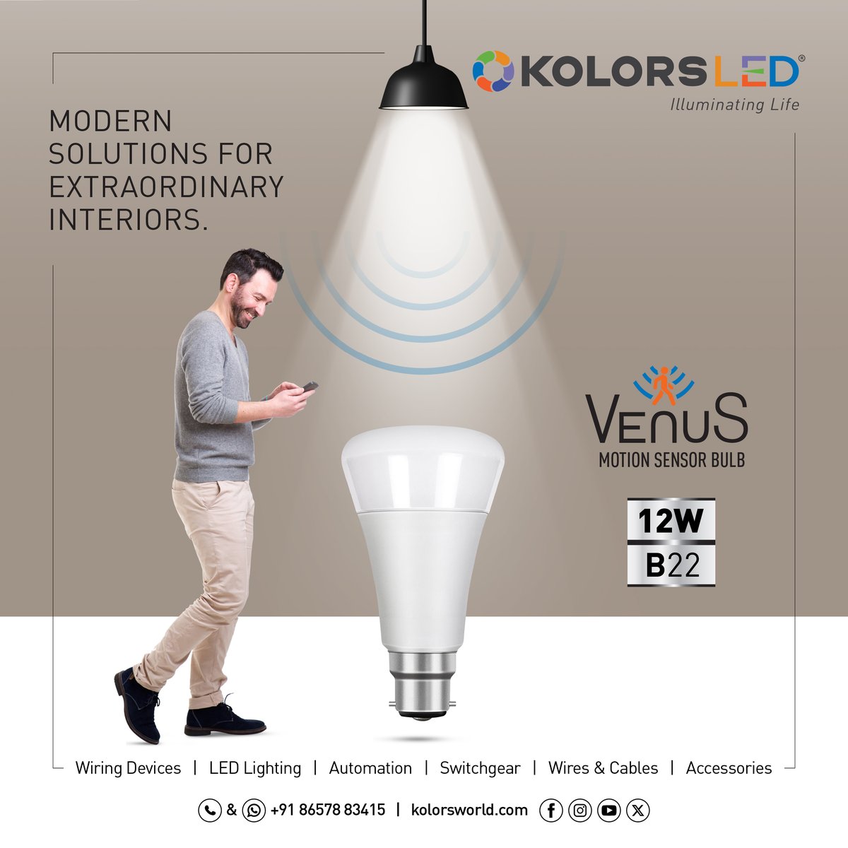 KolorsIndia_tw's tweet image. Light up smart with the Kolors LED Venus Sensor Bulb-a B22 motion sensor LED bulb that saves energy and responds to your presence.

#KolorsLED #VenusSensorBulb #MotionSensorLight #SmartLEDBulb #12WBulb #B22Bulb #LEDInnovation #SmartLighting #Kolors