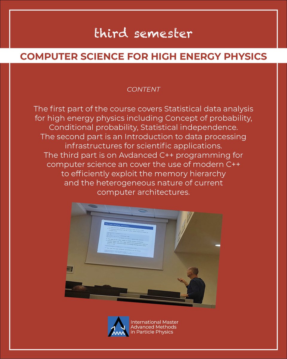 imapp_in's tweet image. Module 3️⃣ &quot;𝘾𝙤𝙢𝙥𝙪𝙩𝙚𝙧 𝙨𝙘𝙞𝙚𝙣𝙘𝙚 𝙛𝙤𝙧 𝙃𝙞𝙜𝙝 𝙚𝙣𝙚𝙧𝙜𝙮 𝙥𝙝𝙮𝙨𝙞𝙘𝙨&quot; for students from intake 2024/2026 currently in Bologna.

More info about IMAPP courses 👉 imapp.eu/programme/cour…

#particlephysics #masterprogram #erasmusmundusjointmaster #EUFunded 🇪🇺