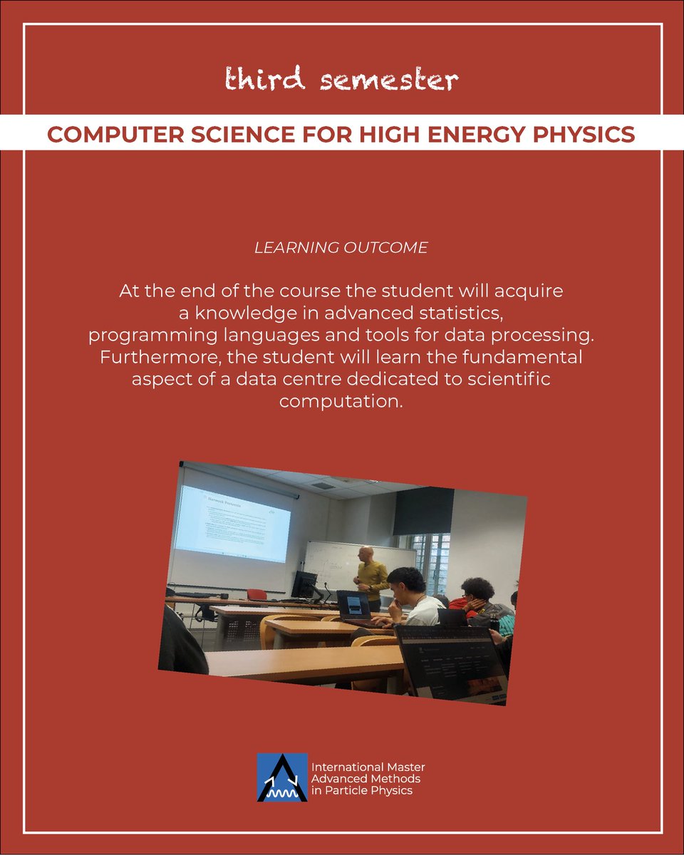 imapp_in's tweet image. Module 3️⃣ &quot;𝘾𝙤𝙢𝙥𝙪𝙩𝙚𝙧 𝙨𝙘𝙞𝙚𝙣𝙘𝙚 𝙛𝙤𝙧 𝙃𝙞𝙜𝙝 𝙚𝙣𝙚𝙧𝙜𝙮 𝙥𝙝𝙮𝙨𝙞𝙘𝙨&quot; for students from intake 2024/2026 currently in Bologna.

More info about IMAPP courses 👉 imapp.eu/programme/cour…

#particlephysics #masterprogram #erasmusmundusjointmaster #EUFunded 🇪🇺