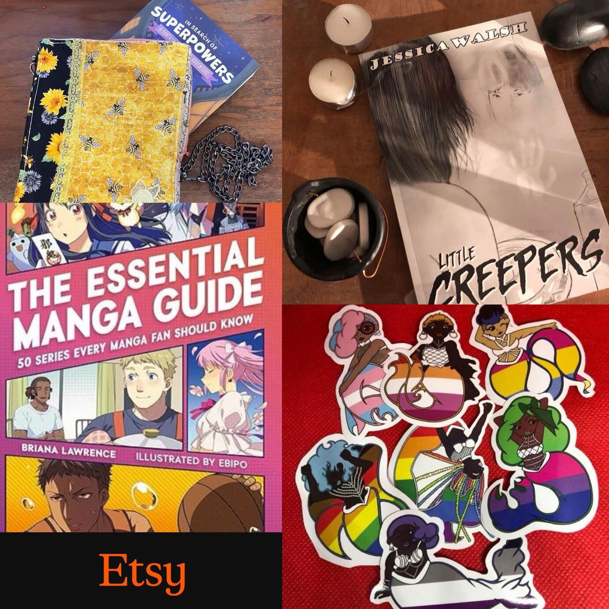 Since folks are in the spirit of supporting small businesses, gentle reminder that all of my wife and I’s very queer, very magical books (and stickers and bookmarks and whatnot) are available online 🥰🥰🥰

Happy reading: snowtigra.etsy.com