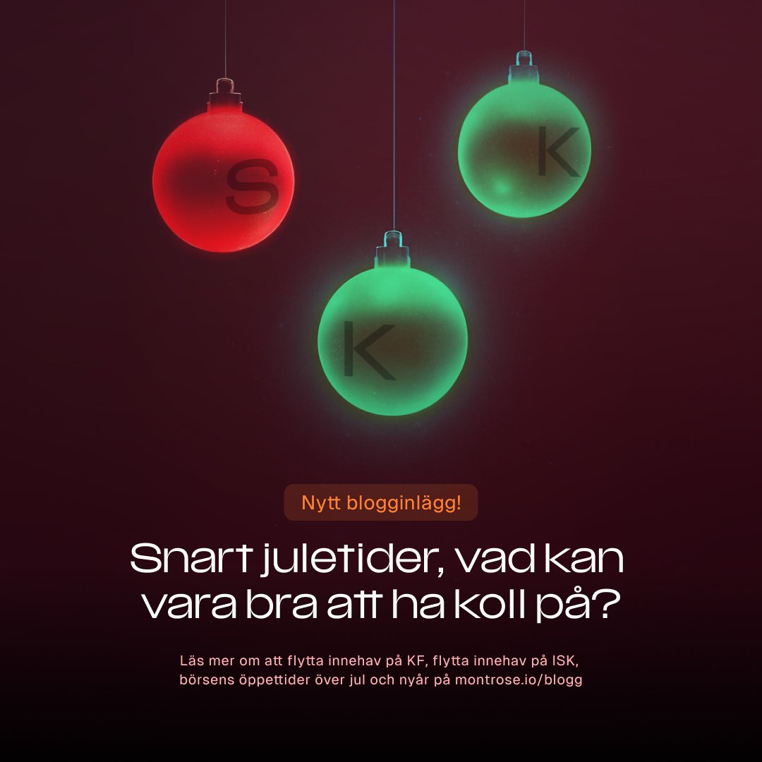 December är snart här och ännu ett börsår börjar gå mot sitt slut. 🎄✨
Här är några saker som är bra att ha koll på kring flyttar, kapitalförsäkring och öppettider inför jul och nyår: montrose.io/blogg/borsen-i…