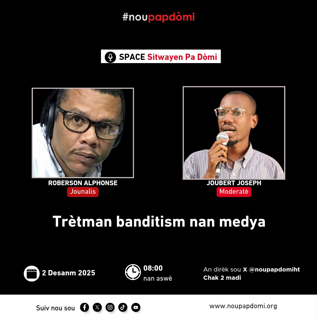 Nan tout peyi nan mond lan, medya rete youn nan pouvwa ki gen plis enfliyans pou ede yon sosyete avanse. 

Poutan an Ayiti pandan bandi ap simen laterè, pafwa yo souvan parèt nan mikwo ak kamera jounalis nou yo.
Èske medya yo ap denonse oubyen nòmalize vyolans gang?