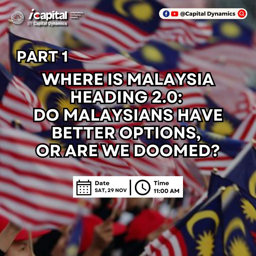 CAPITALDYNAMICS's tweet image. Before Tan Teng Boo gave his 3 hour talk on 15th Nov, we conducted a survey on what Malaysians think about the future of the country. Listen to the revealing results of this unique survey this Saturday (29th Nov).

FB: facebook.com/capitaldynamic…
YT: youtube.com/@CapitalDynami…