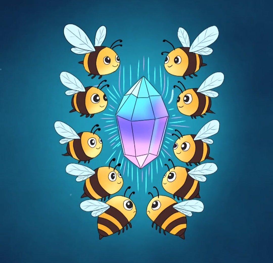 Lorencesiba's tweet photo. Daily Art Journey with @gensynai

✨Note: this is my 22 Artwork 
Discord : lorencea1 

Bees circling a colorful crystal with joy

Time lapse -: https://t.co/Rw61pe8Qsn