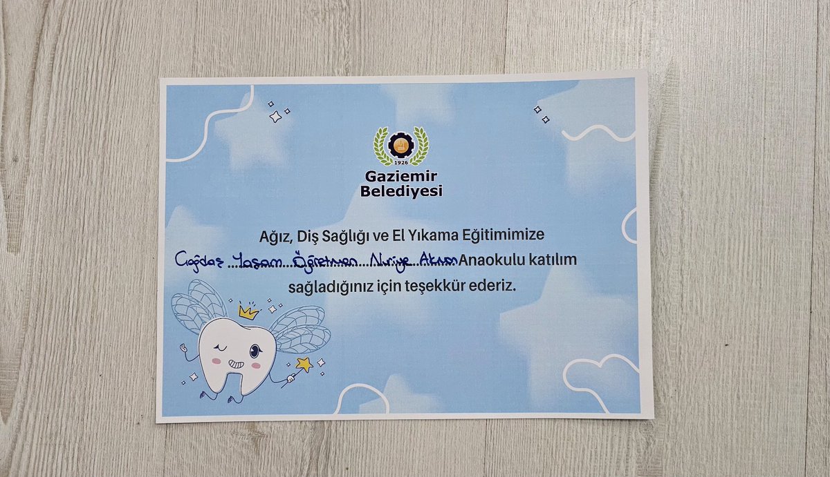 Gaziemir Belediyesi tarafından 5 yaş gruplarımıza Ağız, Diş Sağlığı ve El Yıkama Eğitimi verildi✨

#ağızdişsağlığı #elyıkama #sağlıkiçintemizlik #nuriyeakmananaokulu #nuriyeakmanlıolmakayrıcalıktır