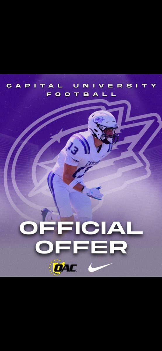 After a great conversation with <a href="/Coachcalexander/">Charles Alexander</a> I am extremely grateful to receive my second official offer from <a href="/CapitalU_FB/">Capital University Football</a> 

<a href="/FuhrRj/">RJ Fuhr</a>