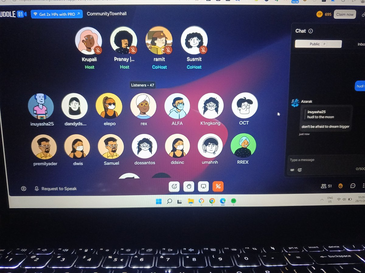 markivan1125's tweet photo. Townhall is kicking. Join in now...or don't...only you will regret missing out 👀
Huddle to the moon 🌙
@huddle01com
#Hudl
#Hudle01
https://t.co/I4VHYvzFMV https://t.co/HSq4Cbqn8z