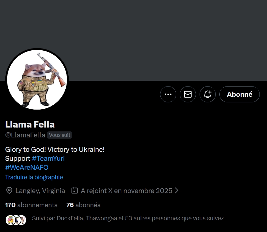 Fellas, can we boost <a href="/LlamaFella/">Llama Fella</a>?

 Thank you 🫡💙💛

#WeAreNAFO
#NAFOExpansionIsNonNegotiable