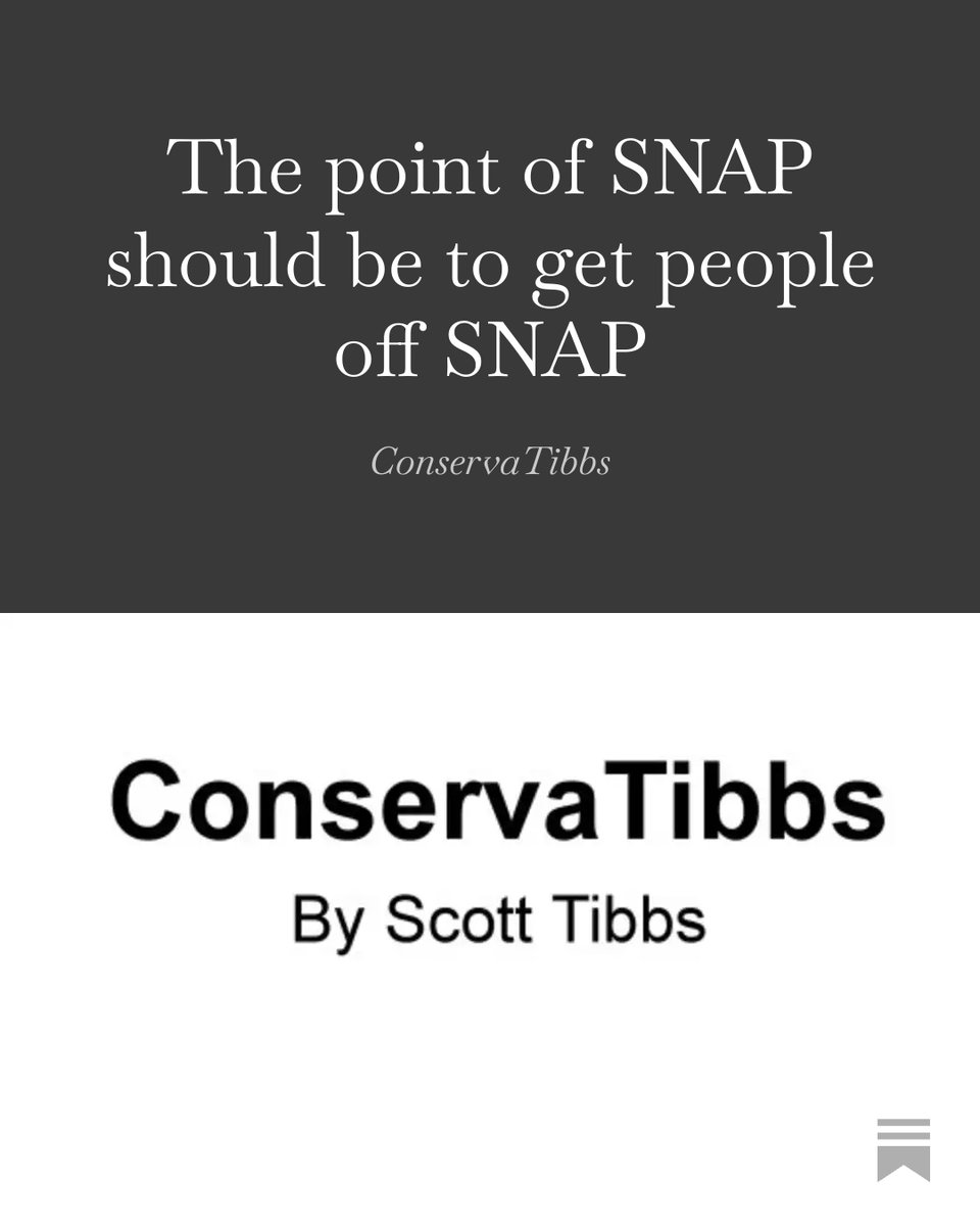 ConservaTibbs's tweet photo. The point of SNAP should be to get people off SNAP:
https://t.co/10sKtwzUEh
Generational poverty and dependence on government is not compassionate.
#FoodStamps #TenthAmendment #GenerationalPoverty https://t.co/SKNlVftnUR