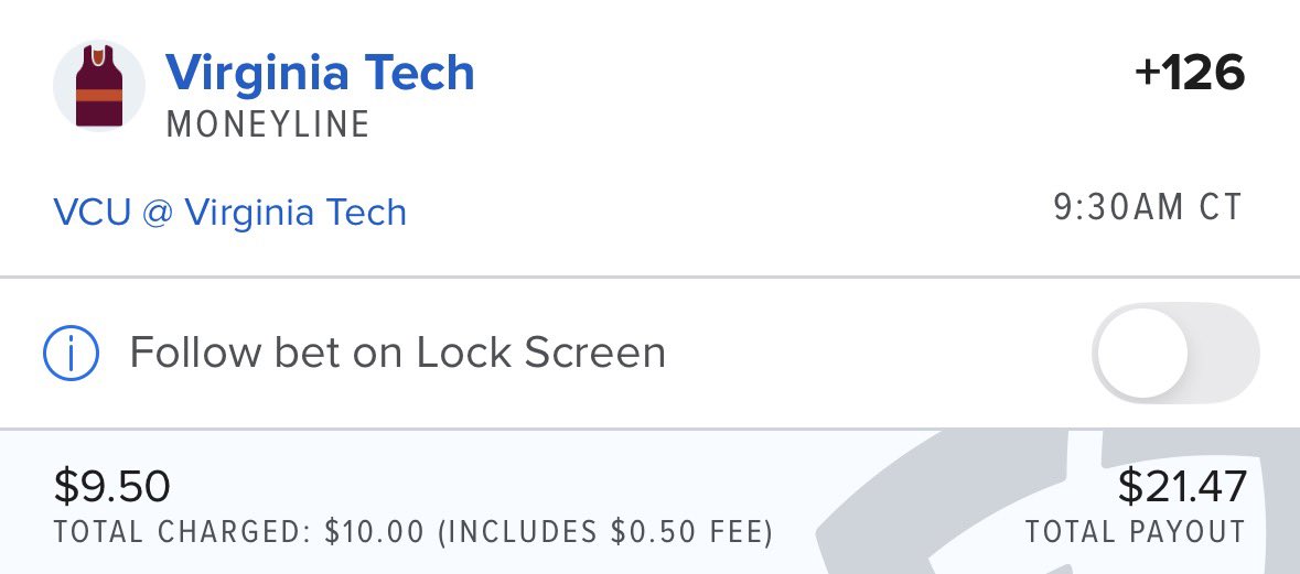 CaptainKirk1281's tweet image. 🪜 Ladder Challenge: Day 1 🪜 #NCAABasketball #FeastWeek 

#VirginiaTech +126

$10 —&amp;gt; $21.47

Let’s climb! #gambling𝕏 #gamblingcommunity 🤝
