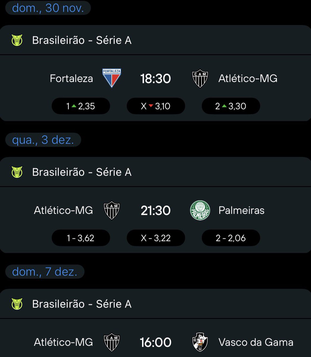 SACDOGAL0's tweet image. Quantos pontos e qual posição no Brasileirão o Galo vai ficar depois desses 3 jogos?