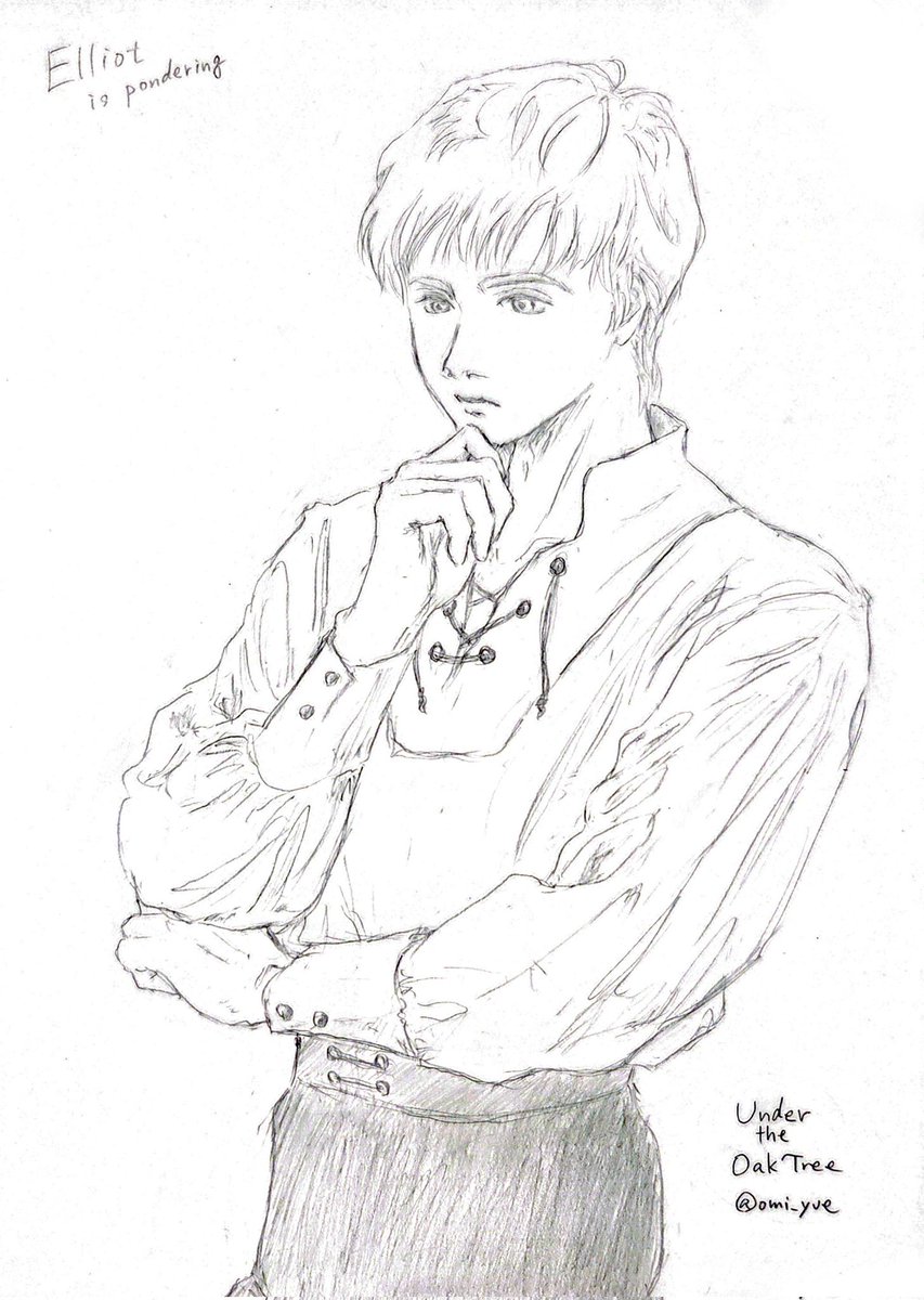 omi_yue's tweet image. #undertheoaktree 
#オークの樹の下
考えるエリオット。エリオットPV用。
そういえばふとEテレ2355で「考えないアザラシ」ってのがあったことを思い出しました(笑)