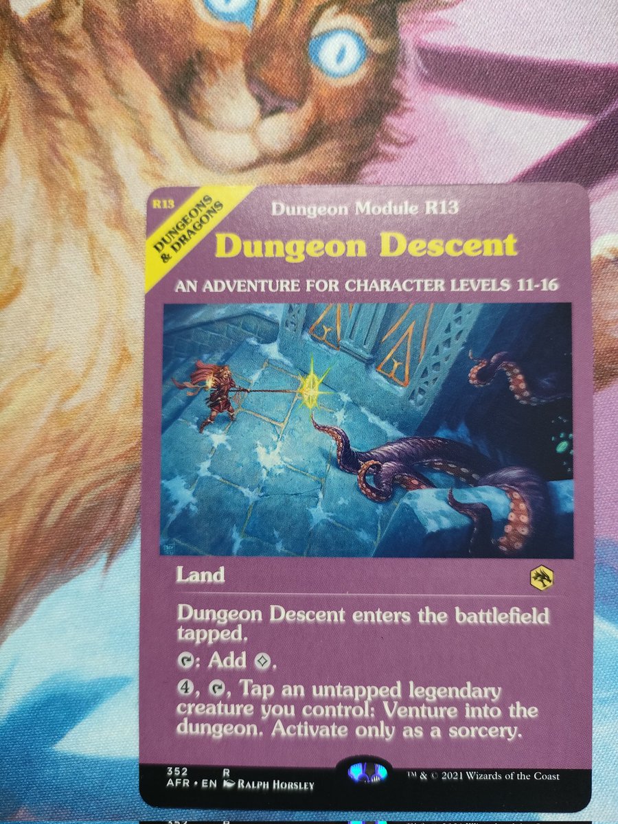 4UUU_Jasconius's tweet image. #今日の特殊地形
【Dungeon Descent】
　今日からモジュールカード😌Dungeon Module R13はD＆Dのシナリオ集にゃやっぱり無いからシナリオ集ぽく描かれてるイラスト😌