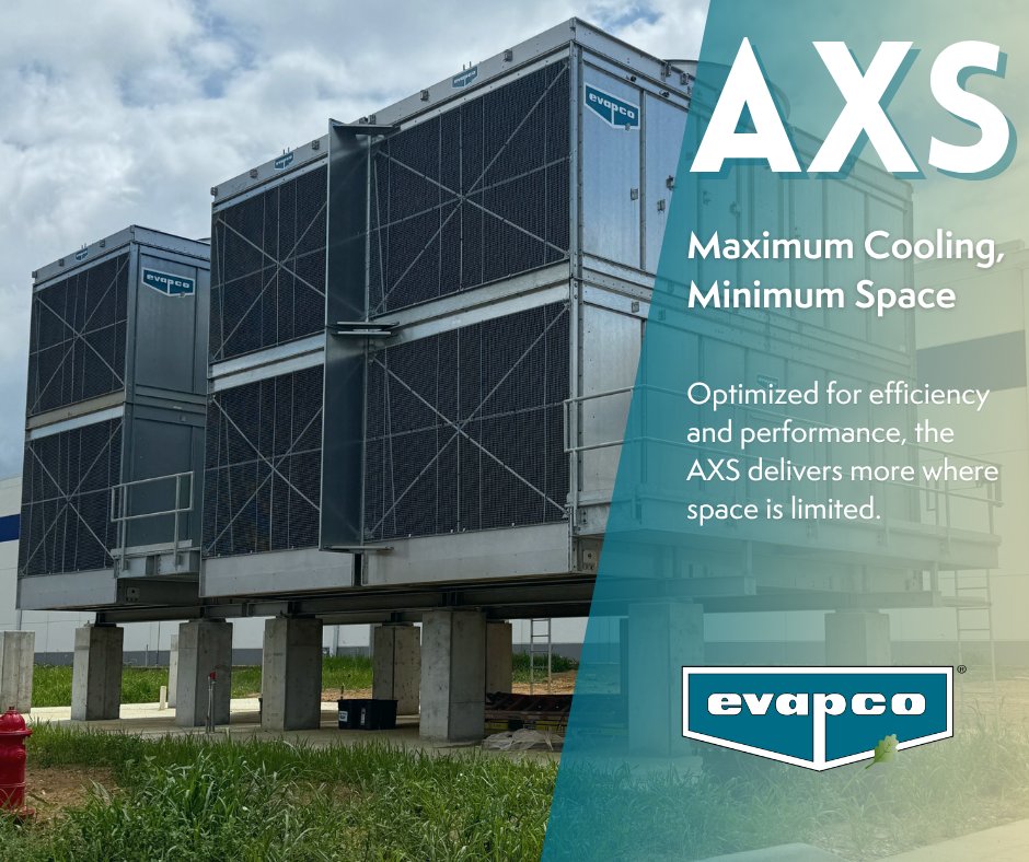 EVAPCO_Inc's tweet image. Big performance, small footprint. EVAPCO&apos;s AXS Crossflow Cooling Towers stacks efficiently to save space without compromising on power. 

evapco.com/products/cooli…

#EVAPCO #AXS #EfficiencyInAction