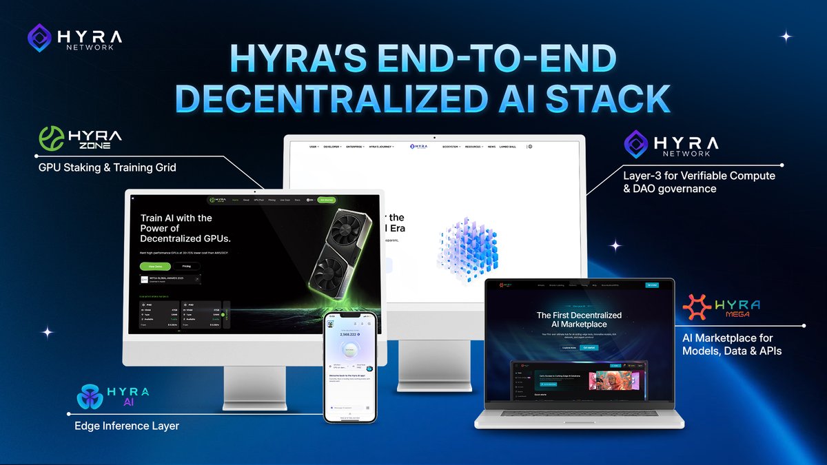 hyranetwork's tweet image. HYRA NETWORK: THE FIRST END-TO-END DECENTRALIZED AI STACK

The future of AI isn’t centralized.
It’s owned by the builders, powered by the community, and verified on-chain. we’re excited to reveal HYRA’s full-stack decentralized AI ecosystem

🔹 HYRA Network: Layer-3 for…