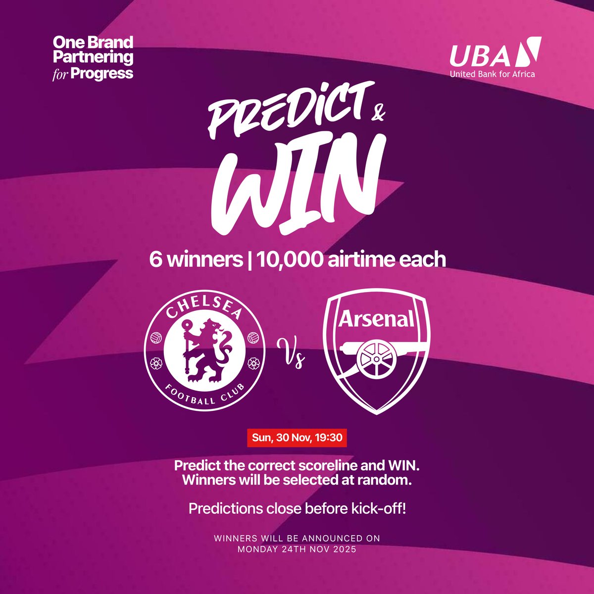 𝐏𝐫𝐞𝐝𝐢𝐜𝐭 &amp; 𝐖𝐢𝐧 – 𝐂𝐡𝐞𝐥𝐬𝐞𝐚 🔵 𝐯𝐬 𝐀𝐫𝐬𝐞𝐧𝐚𝐥 🔴 

London rivalry renewed! Who takes it this time — Chelsea or Arsenal? 

Think you know the scoreline? Drop your prediction and WIN! 

How to enter:
✅ Follow us
✅ Tag a friend
✅ Like 2 previous posts
✅ Comment