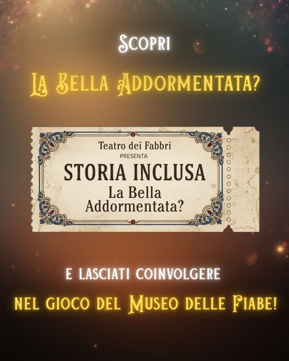 😴La Bella Addormentata? ⚠️Cambio sala📍Teatro dei Fabbri 🗓️30 novembre, ore 11.00
✨Uno spettacolo-gioco che trasforma il pubblico in parte viva della storia, tra teatro d’attore, pupazzi animati e atmosfere che catturano grandi e piccoli.

📲 vivaticket.com/it/ticket/la-b…

#teatro