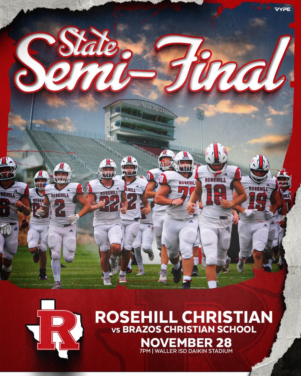 RCS__Athletics's tweet image. 🏈 Varsity Football Game Day
🏆TAPPS Division IV State Semi-Final
🗓 Friday, November 28th
🆚 Brazos Christian School Eagles
🏟 Waller ISD Daikin Stadium
🕖 7:00 pm
🎟gofan.co/event/5513608?…
🔊 Live Stream Broadcast youtube.com/live/VXp5hdSjb…

#WeRrosehill #EagleStrong  #GoEagles 🦅