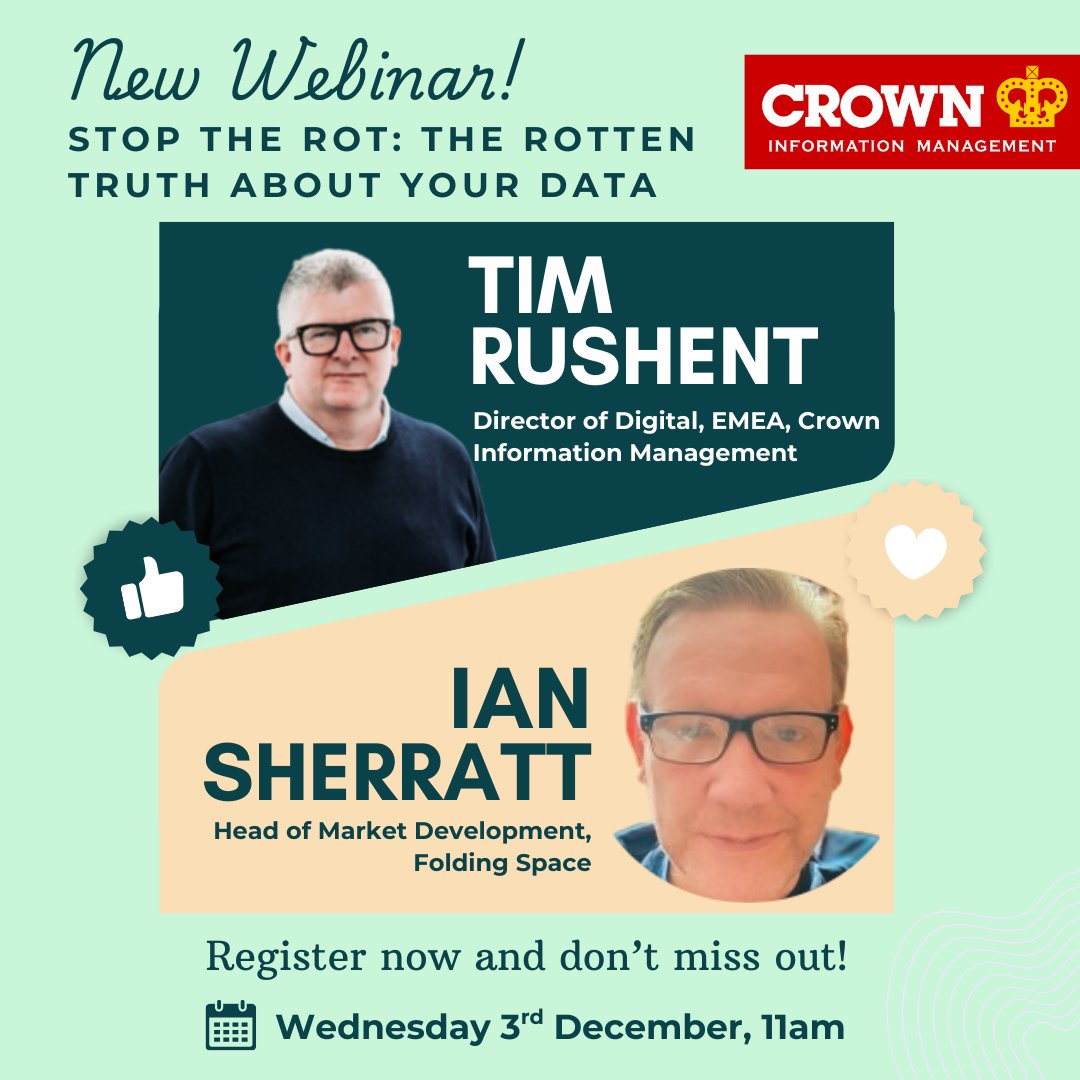 CrownRMS's tweet image. Stop wasting money on data you don’t need.
Redundant, Obsolete, and Trivial (ROT) data slows decisions, inflates costs, and increases compliance risk. But there’s a smarter way forward.

Join our interactive webinar and leave with clear next steps to:
✅ Cut storage costs
✅…