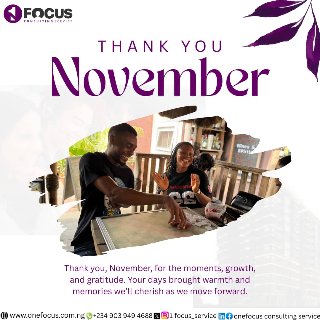 It's the last Friday of November!  Take a moment to reflect on achievements and lessons learned. Gratitude to the team for making November impactful! Let's leverage our strengths,learn from setbacks, and look forward to greater achievements and growth in December!
#tgif#onefocus