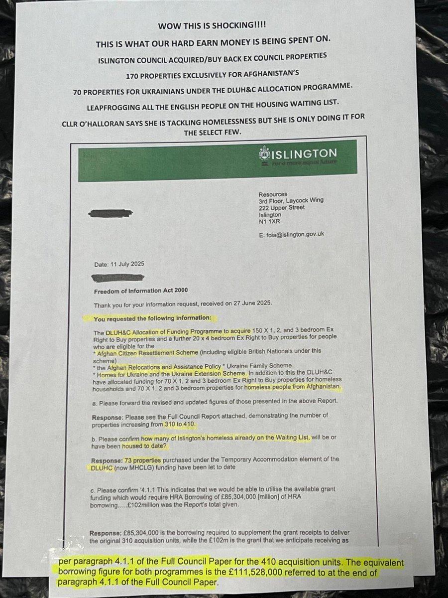 DaveAtherton20's tweet image. Council properties in Islington are like gold dust, residents spend years on a waiting list. They will have to wait longer. 

The council have acquired 410 properties mainly for Afghans at a cost of £111,528,000 to the taxpayer. The money came from Tory @michaelgove in 2023.