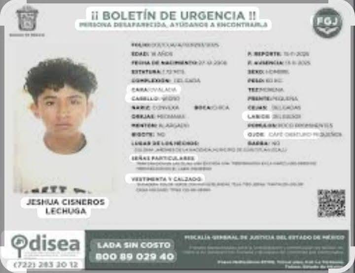 LichaWonderland's tweet image. Me ayudan con un RT 💥 
Te buscamos Jeshua Cisneros 
Gracias 
#Cuautitlan 
#Edomex