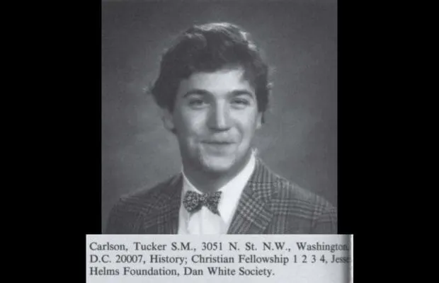 EricMGarcia's tweet image. Reminder that in high school, Tucker Carlson listed himself as a member of the &quot;Dan White Society,&quot; named after the man who shot and killed Harvey Milk, the first openly gay elected official.