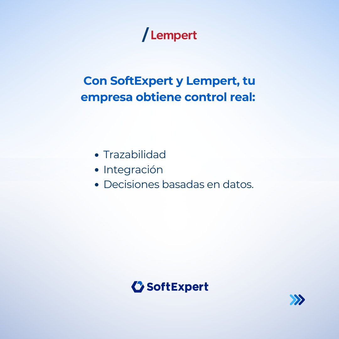 LEMPERTsa's tweet image. Muchas empresas suman apps para “digitalizarse”, pero lo que necesitan es control.
@SoftExpert centraliza calidad, procesos, documentos y cumplimiento en una sola plataforma: sin silos ni duplicaciones.
Lempert te acompaña en toda la implementación.