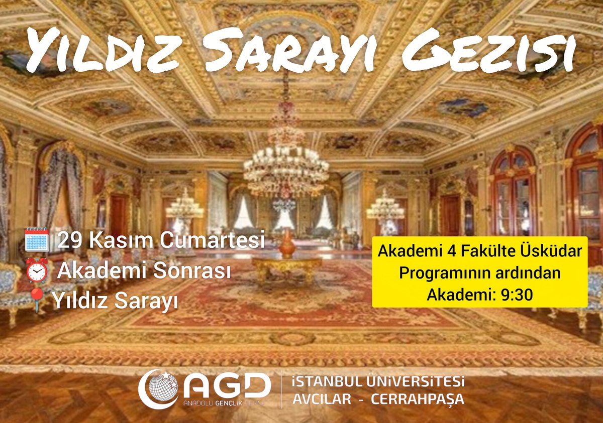 iucagd's tweet image. Yarın Üsküdar Akademi 4 Fakülte sonrasında Yıldız Sarayı gezimiz olacaktır İnşallah. Hepinizi bekliyoruz.