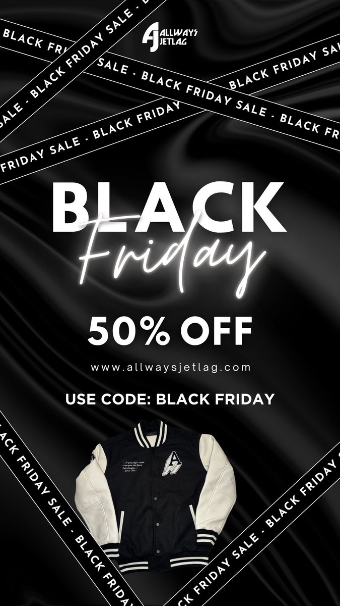 AllwaysJetlag's tweet photo. Happy Black Friday! For a 50% discount on all purchases use the code: BLACK FRIDAY. The deal ends on Tuesday 12/02. Visit our website: https://t.co/IExEZx7YIE
#BlackFriday #Sales #Discount #LimitedOffer #Clothing #AllwaysJetlag https://t.co/X55WKoEYL4